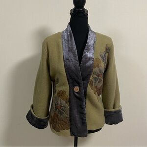 Soft Surroundings Adagio Boiled Wool BlendTapestry Kimono Jacket size Small